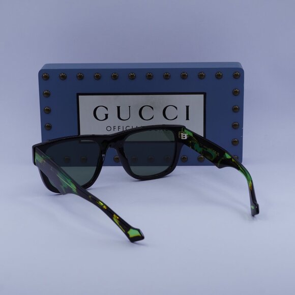Gucci GG1427S 005 Square Sunglasses - Black/Green Havana/Green - Picture 7 of 12